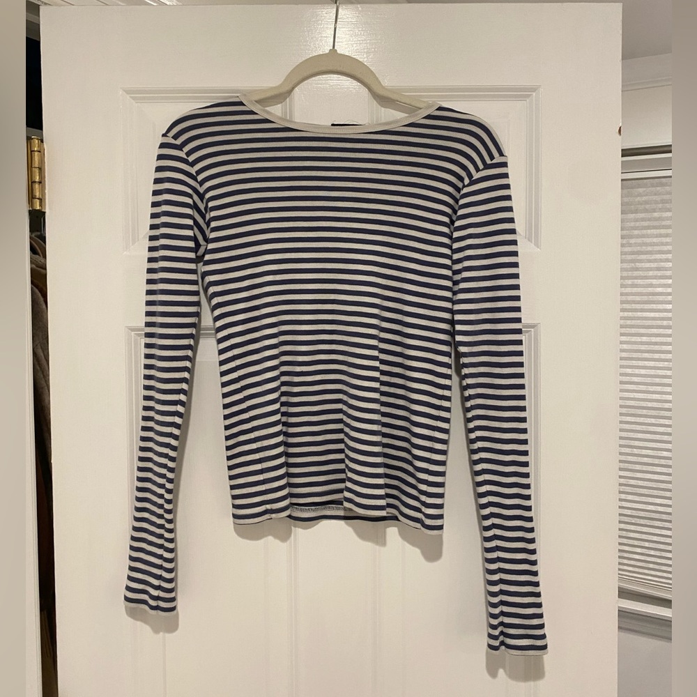Brandy Melville blue and white striped long sleeve shirt